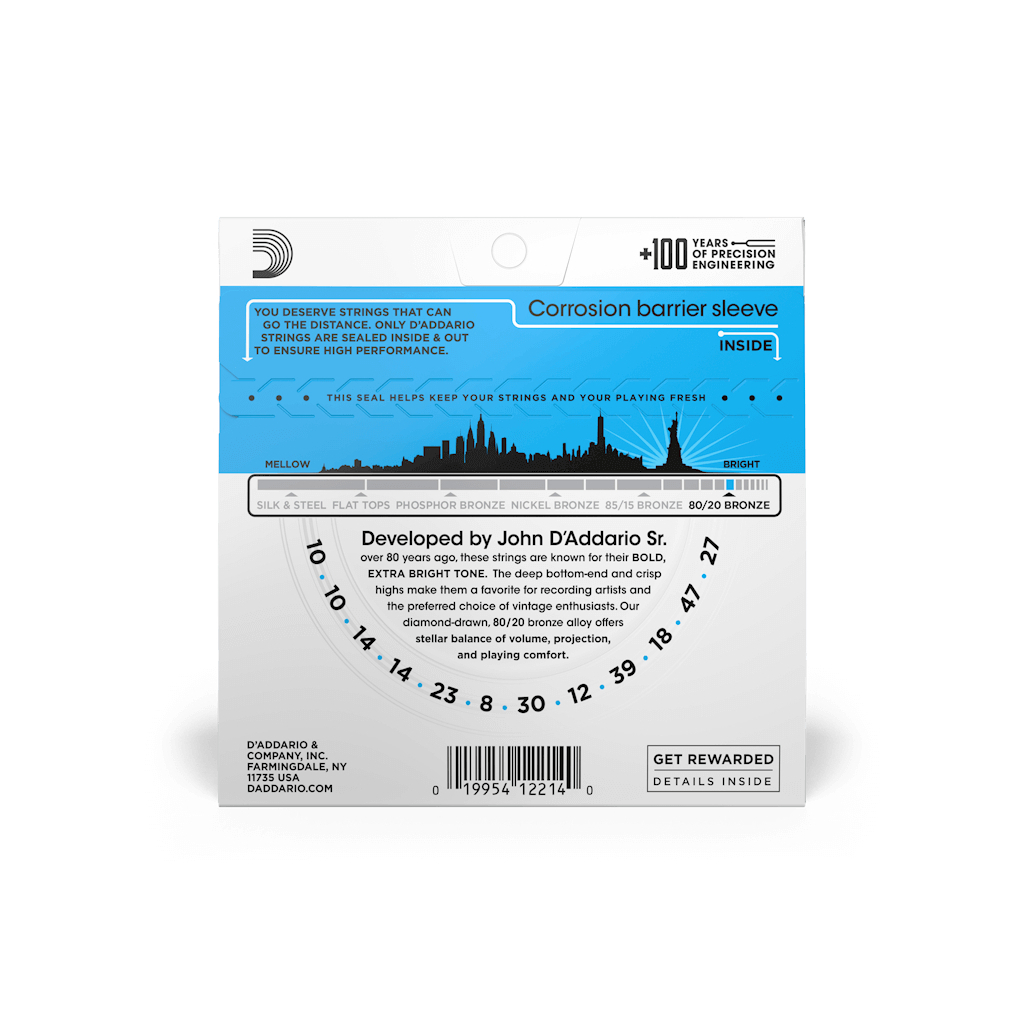 Струни для гітари D'Addario 80/20 Bronze Regular Light 12-String (10-47) (EJ36) - зображення 3