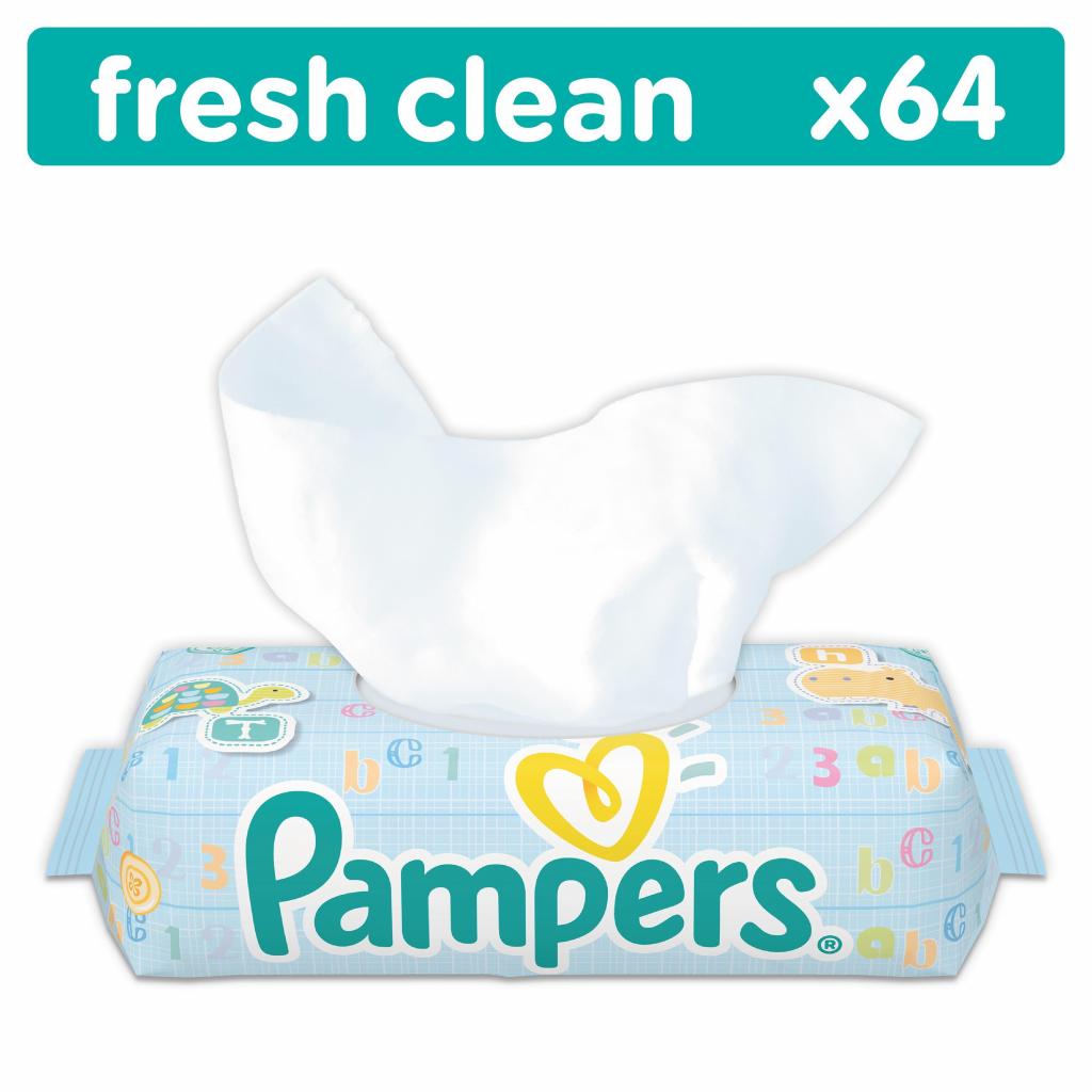 Дитячі вологі серветки Pampers Baby Fresh Clean 64шт (4015400439110) - зображення 1