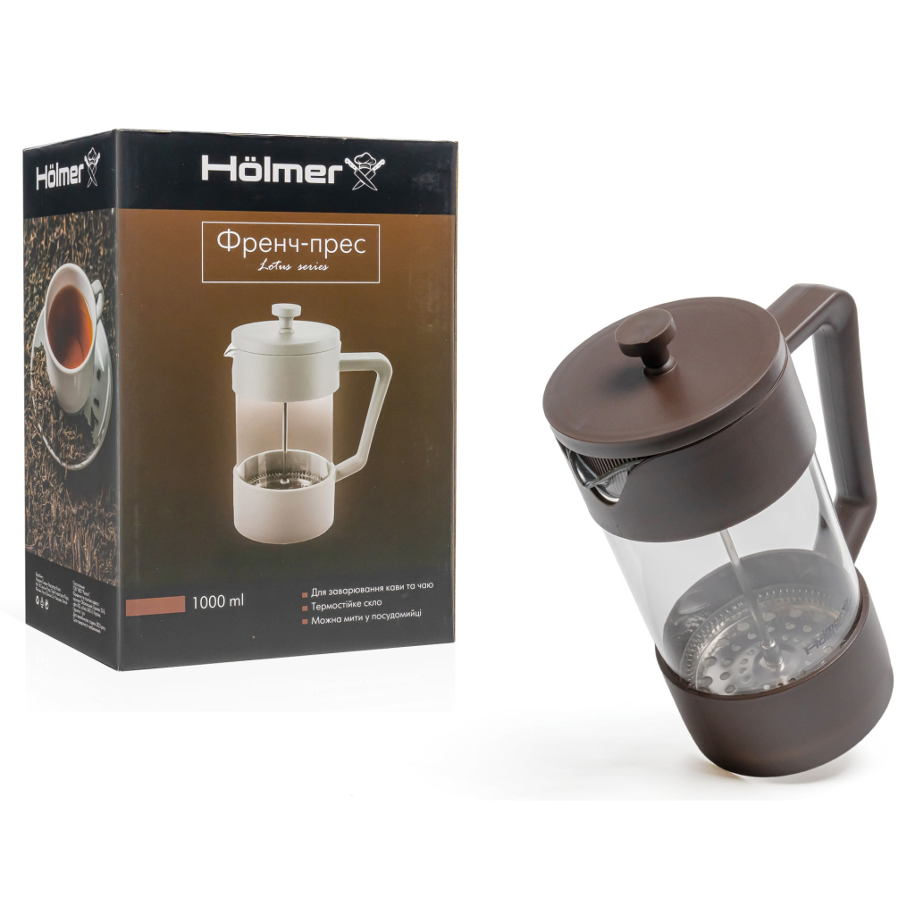 Френч-прес Hölmer Lotus Коричневий 1 л (FP-01000-PBR Lotus) - зображення 7