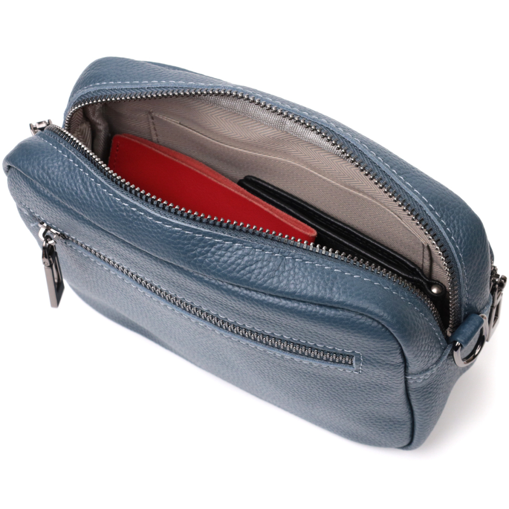 Сумка Vintage Жіноча крос-боді з натуральної шкіри Синя (22297) - зображення 7