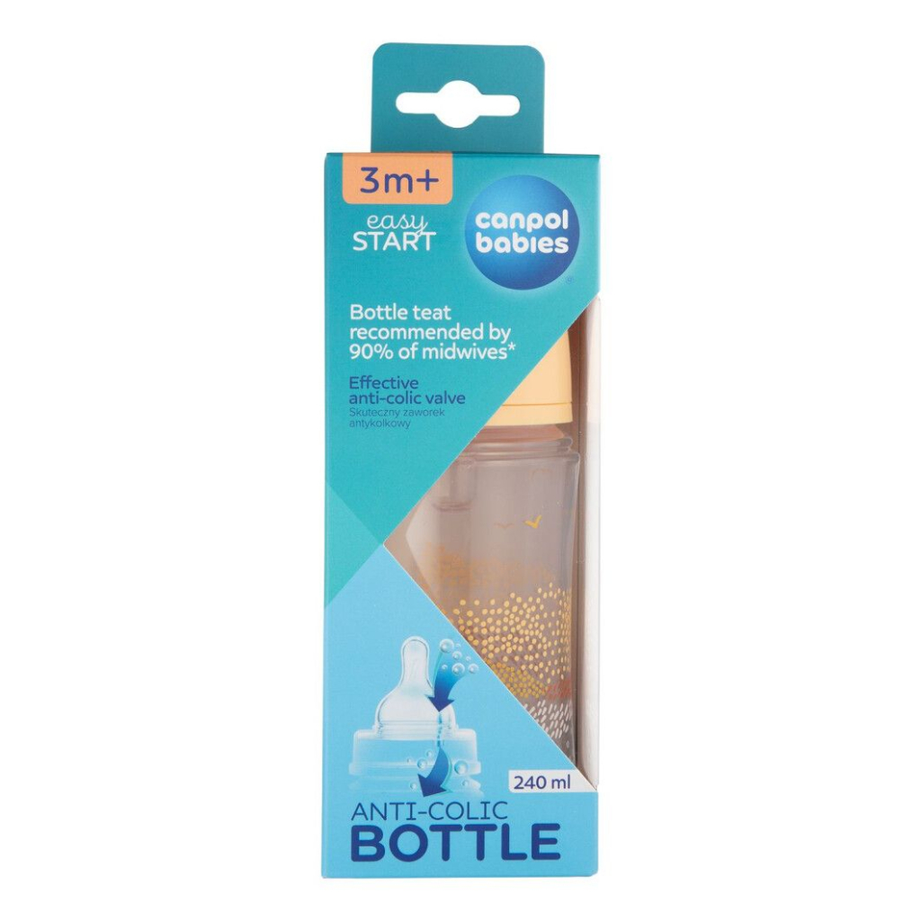 Пляшечка для годування Canpol babies Easystart MOUNTAINS антиколікова з широким отвором 240 мл бежева (35/243_bei) - зображення 4