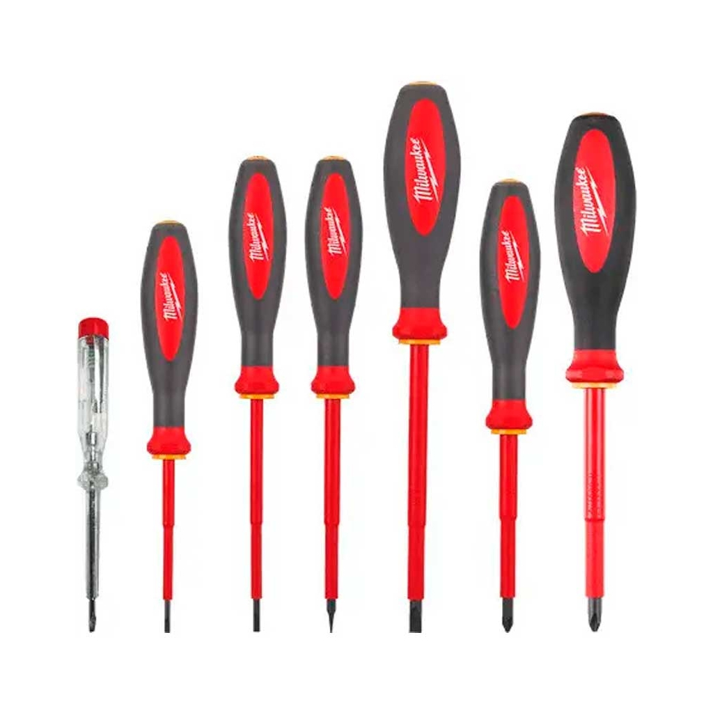 Набір викруток Milwaukee діелектричних VDE SL/PH + тестер напруги, 7 шт (4932478739) - зображення 1