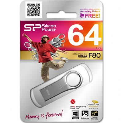 USB флеш накопичувач Silicon Power 64GB Firma F80 Silver USB 2.0 (SP064GBUF2F80V1S) - зображення 4