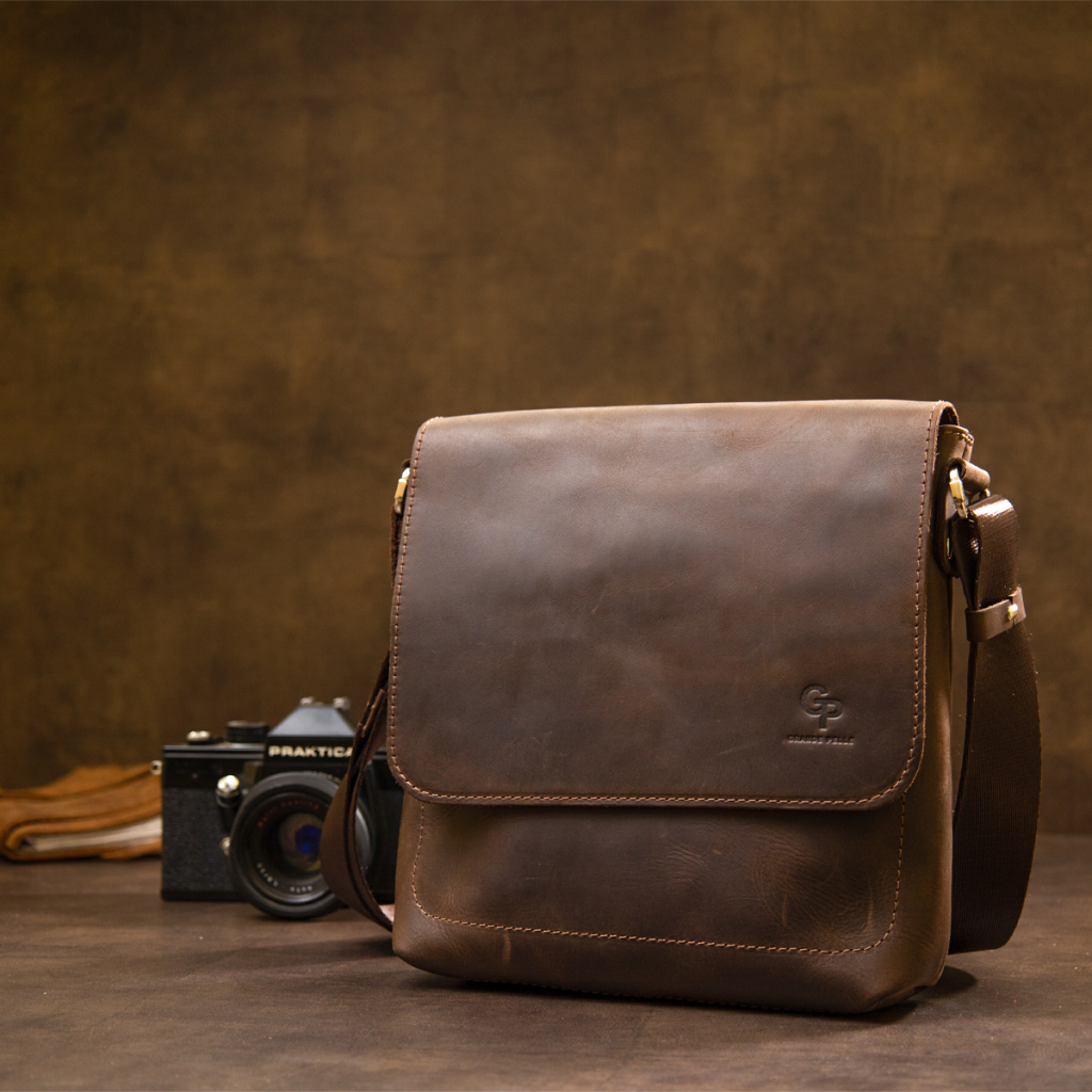 Сумка Grande Pelle Чоловіча Коричнева (11432) - зображення 9