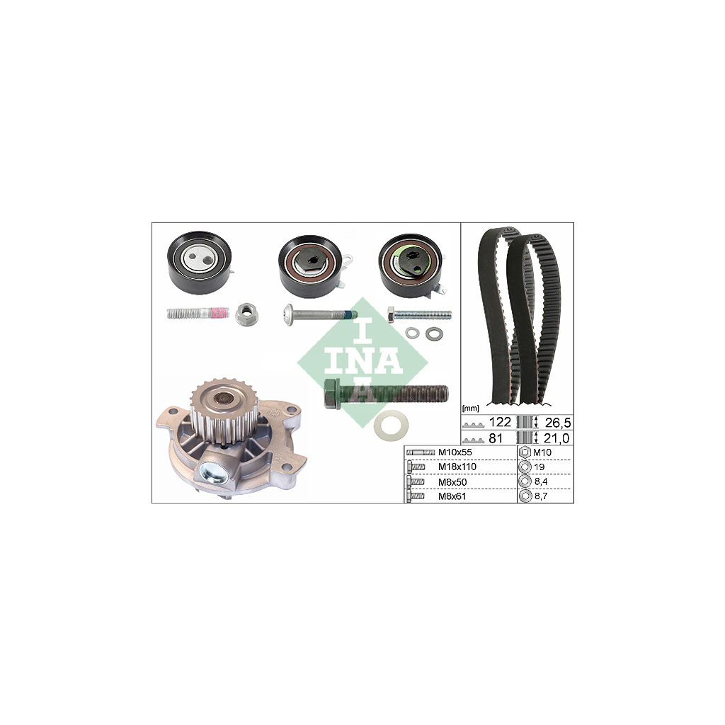 Комплект ременя ГРМ з помпой INA 530 0484 30 - зображення 1