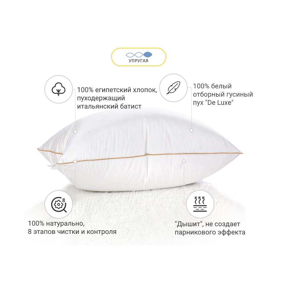 Подушка MirSon пухова Hand Made De Luxe White 905 висока 60x60 (2200000555731) - зображення 2