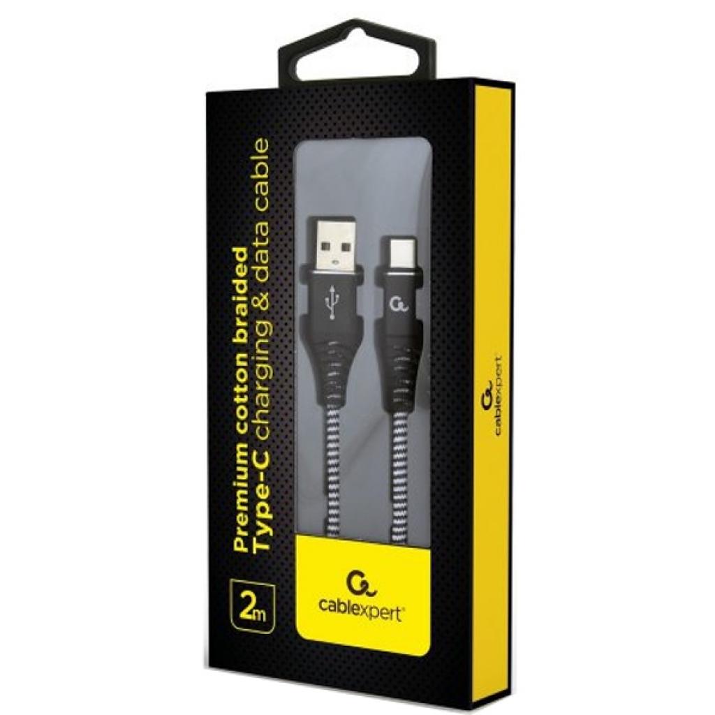 Дата кабель USB 2.0 AM to USB-C 2.0m Cablexpert (CC-USB2B-AMCM-2M-BW) - зображення 2