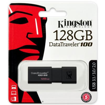 USB флеш накопичувач Kingston 128GB DT100 G3 Black USB 3.0 (DT100G3/128GB) - зображення 6