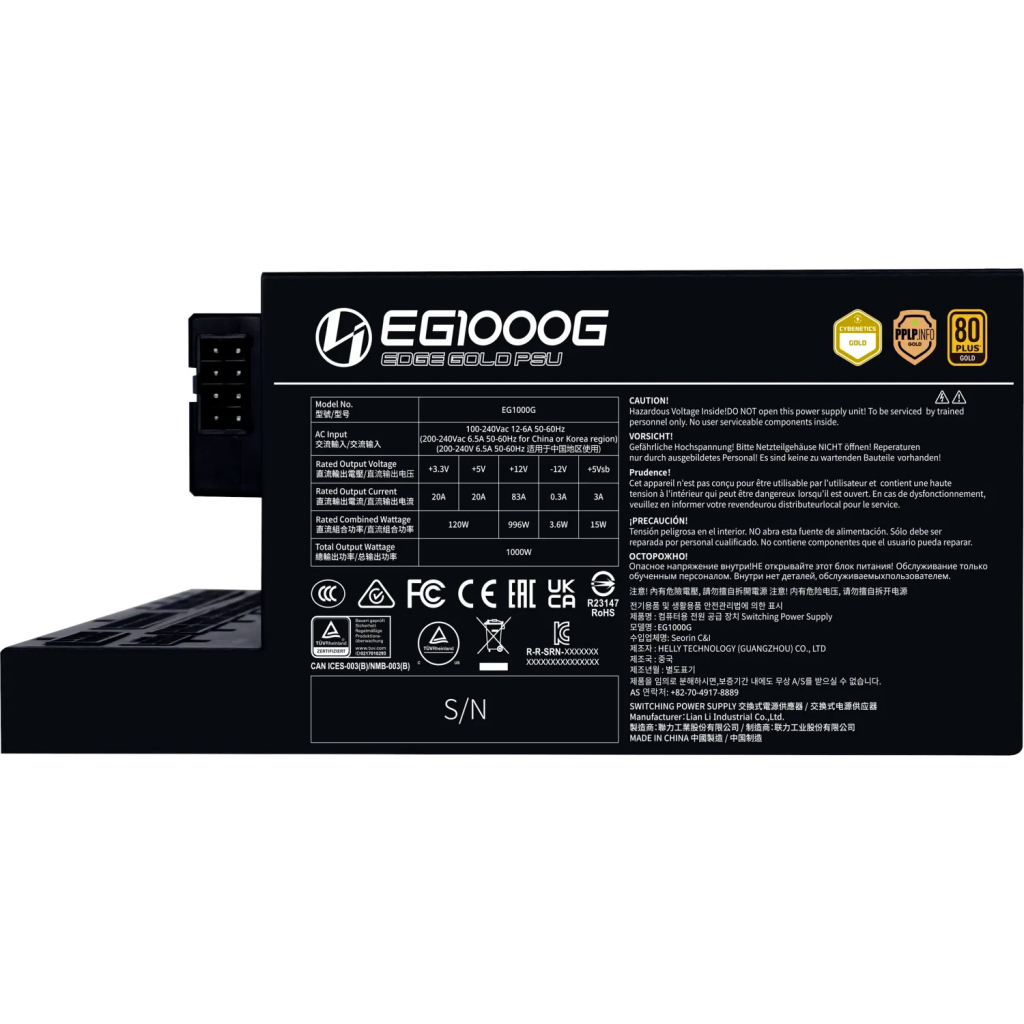 Блок живлення Lian Li 1000W EDGE GOLD Black (G9P.EG1000G.BH00.EU) - зображення 4