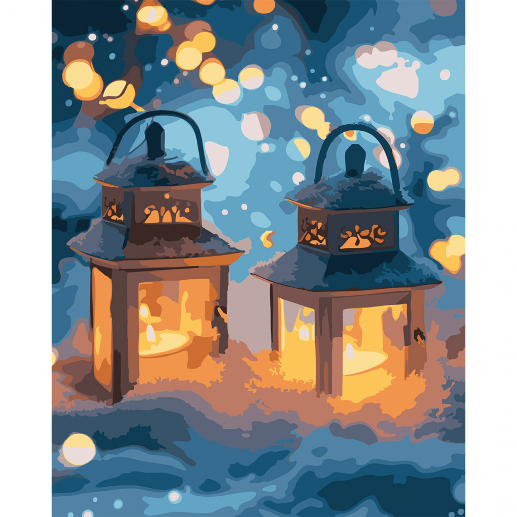 Картина по номерам Santi Ліхтарики у снігу, 40*50см, LED підсвітка (955084) - зображення 1