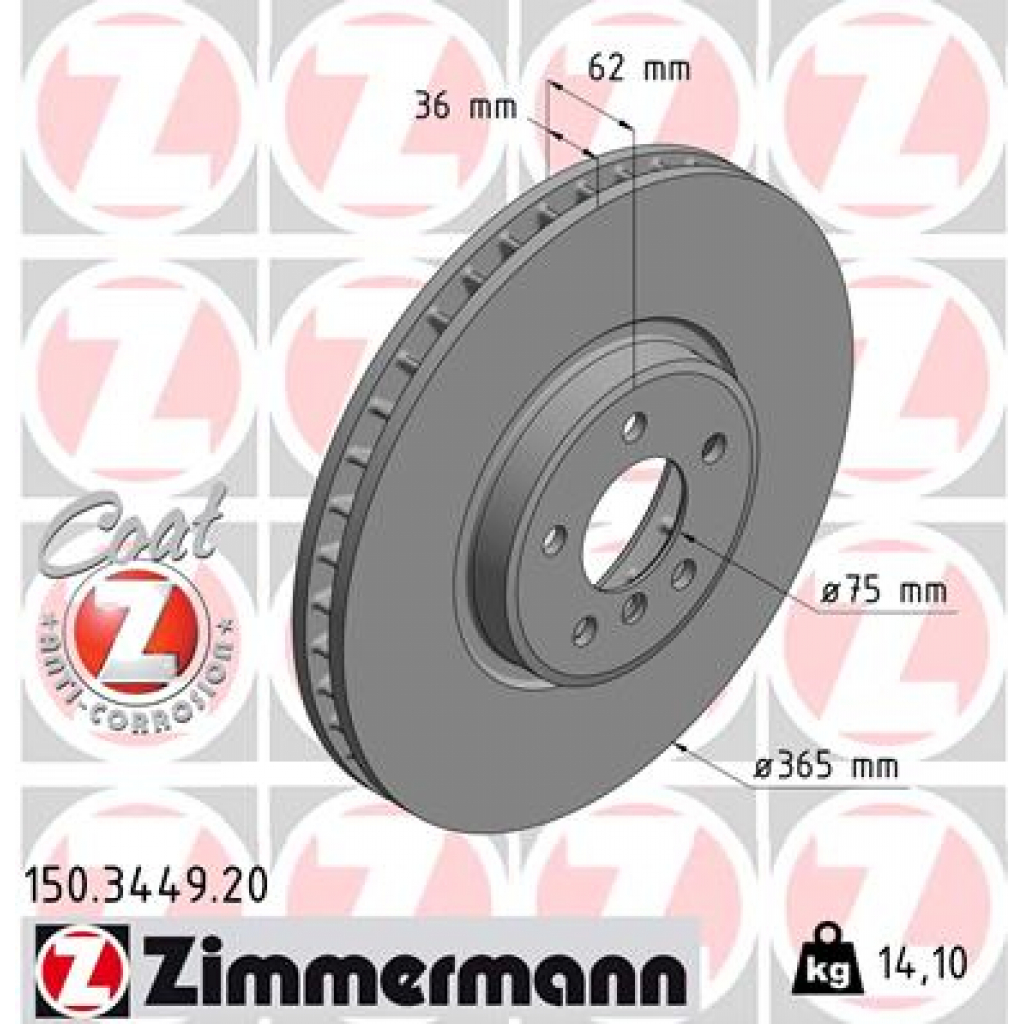 Гальмівний диск ZIMMERMANN 150.3449.20 - зображення 1