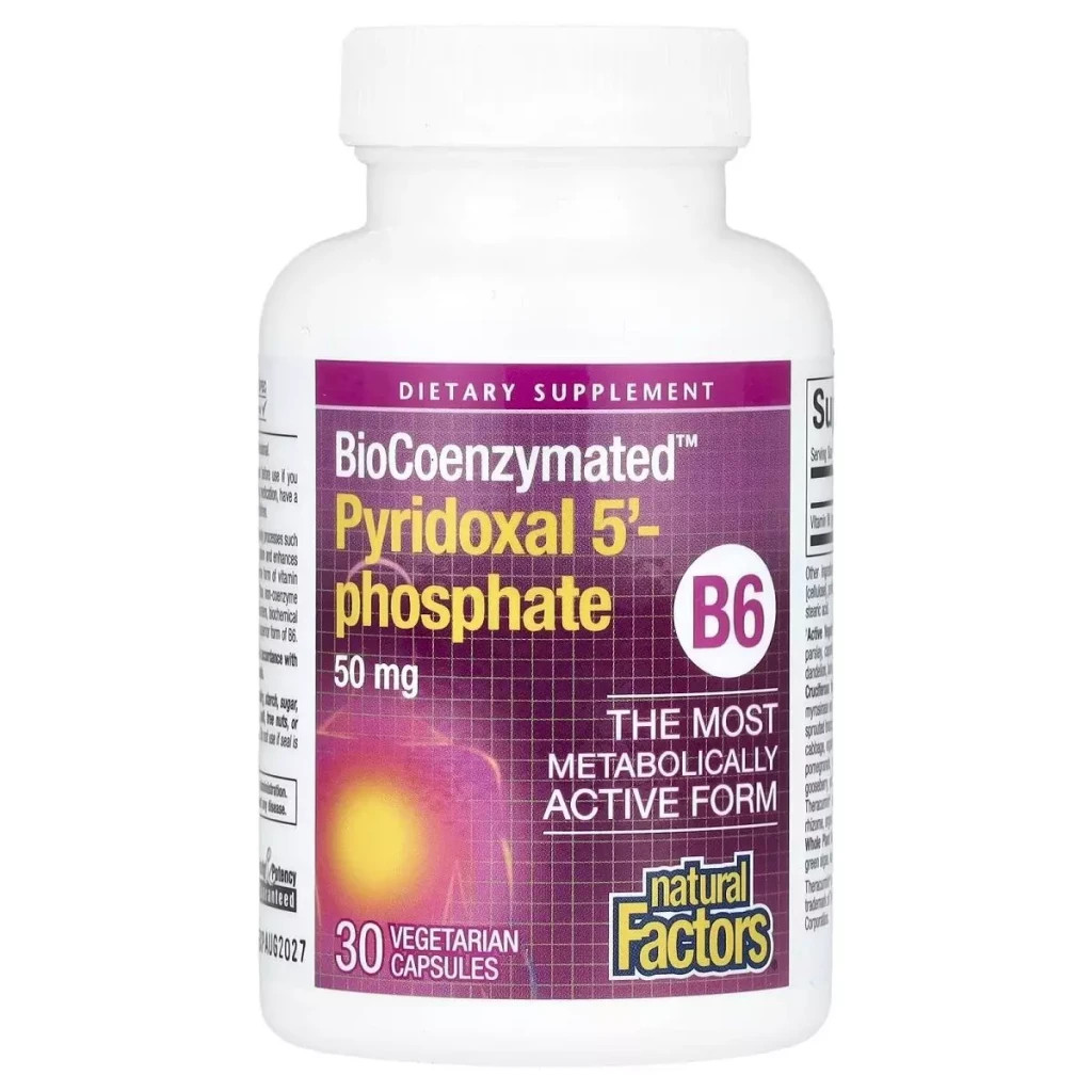 Вітамін Natural Factors Піридоксаль 5'-фосфат, вітамін B6, 50 мг, BioCoenzymated, B6, Pyridoxal 5' (NFS-01252) - зображення 1