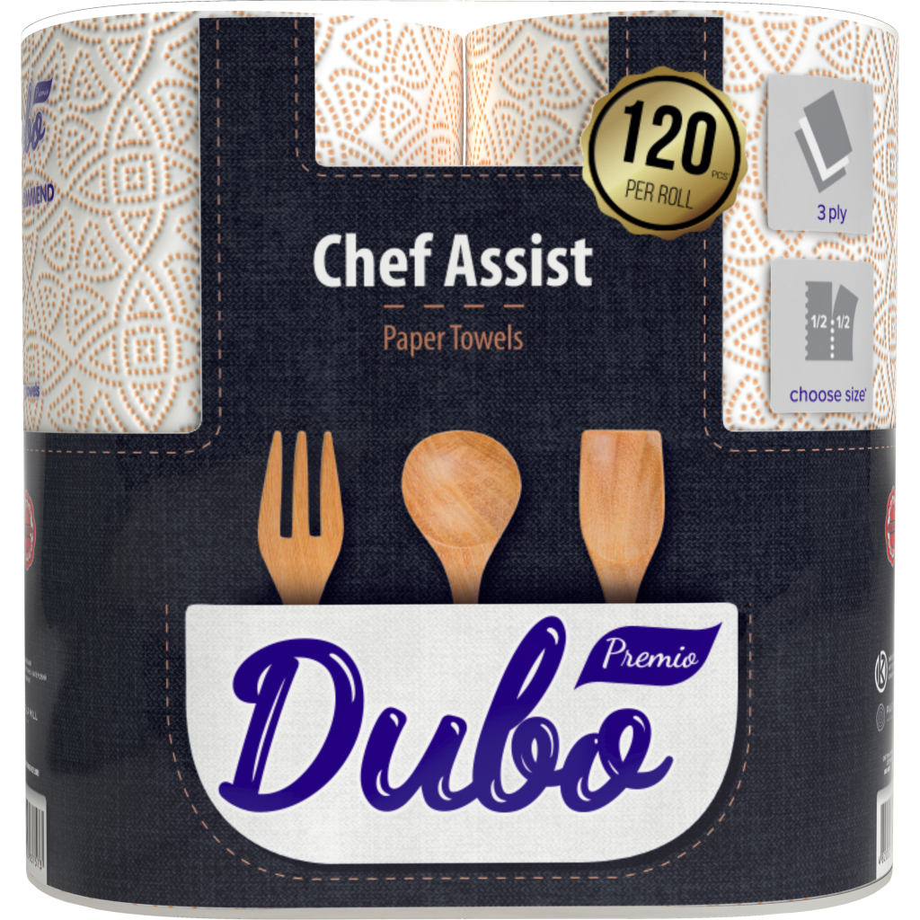 Паперові рушники Диво Premio Chef Assist 3 шари 120 відривів 2 рулони (4820003837573) - зображення 1