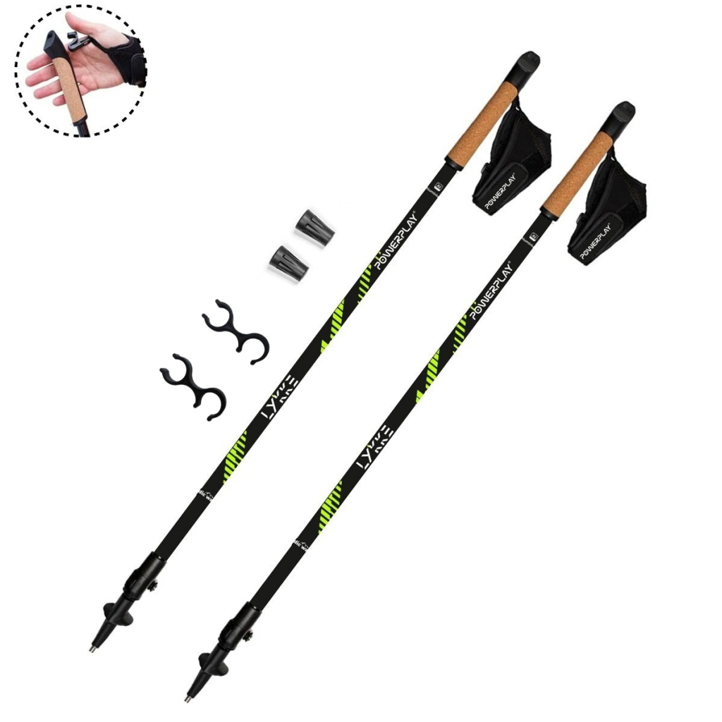 Палиці для скандинавської ходи PowerPlay 9104 Lykke Black/Green 80-135 см (PP_9104_LYKKE) - изображение 2