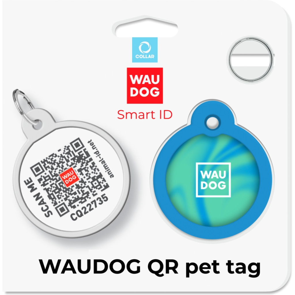 Адресник для тварин WAUDOG Smart ID з QR паспортом "Градієнт блакитний", коло 30 мм (230-4036) - изображение 5