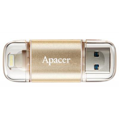 USB флеш накопичувач Apacer 128GB AH190 Gold USB 3.1/Lightning (AP128GAH190C-1) - зображення 1