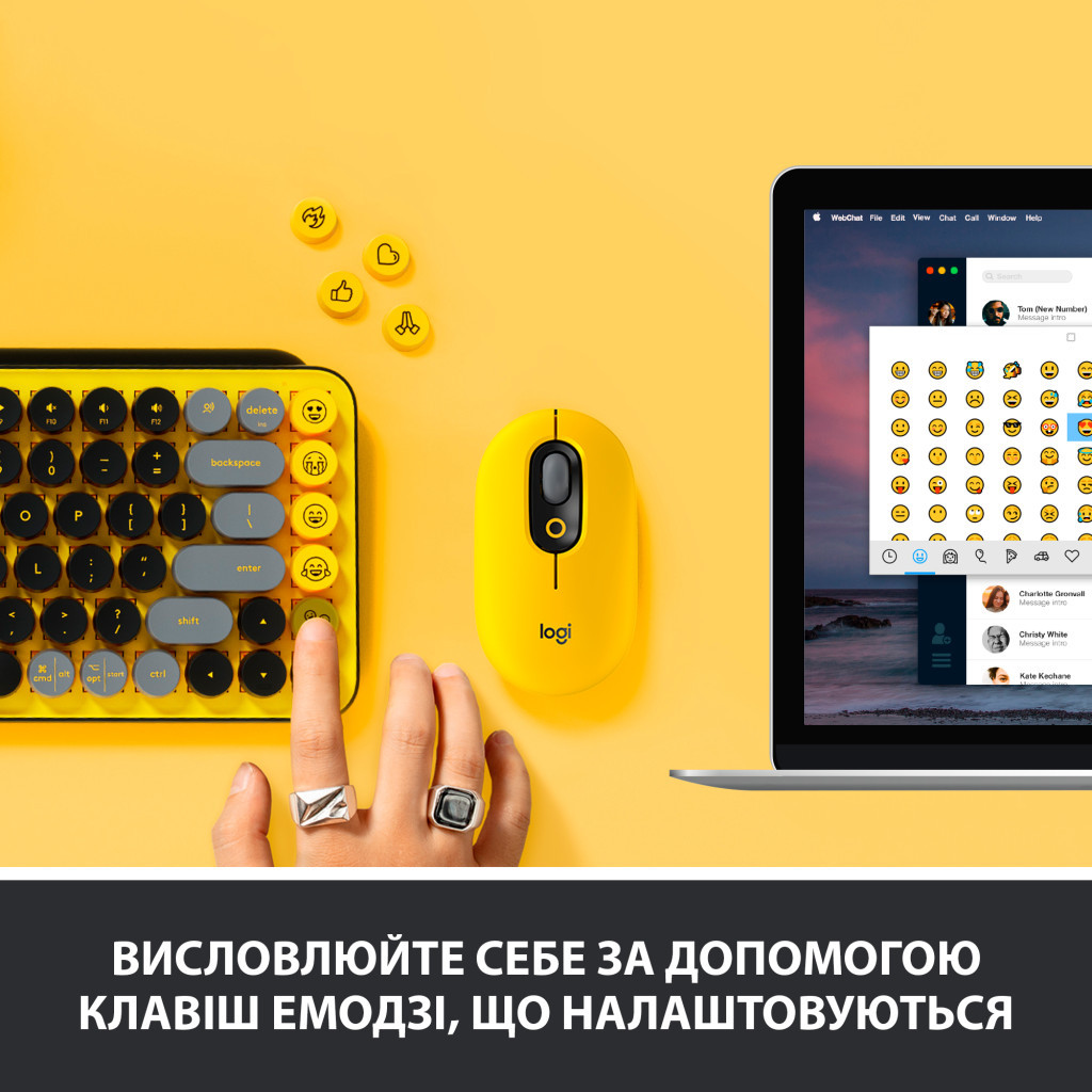 Клавіатура Logitech POP Keys Wireless Mechanical Keyboard Blast Yellow (920-010716) - зображення 3