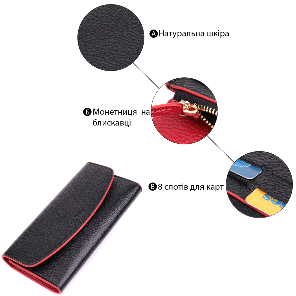 Гаманець Tony Bellucci З натуральної шкіри Чорний (22860) - зображення 4