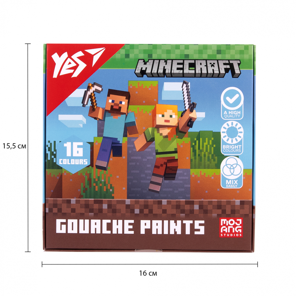 Гуашеві фарби Yes Minecraft 16 кольорів по 20 мл (230408) - изображение 6