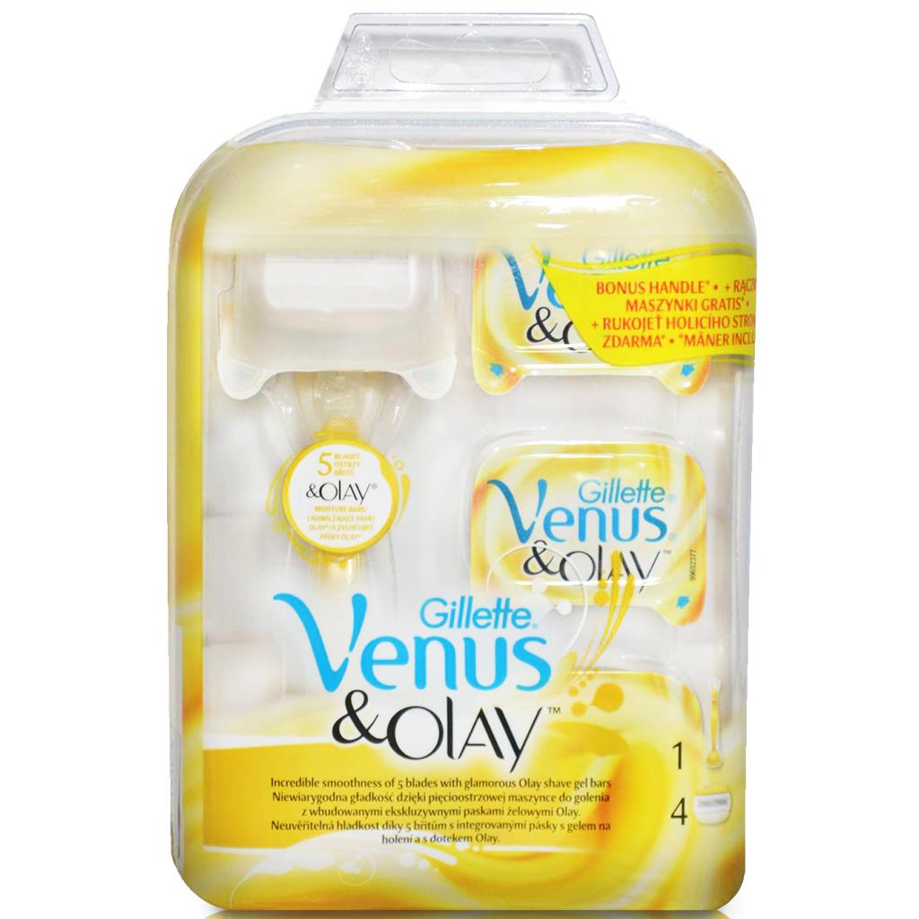Набір для гоління Venus Бритва Venus&Olay c кассетой+сменные кассеты 3 шт (7702018330461) - зображення 1