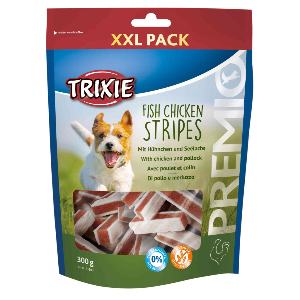 Ласощі для собак Trixie Premio Chicken and Pollock Stripes XXL курка/лосось 300 г (4011905318035) - зображення 1