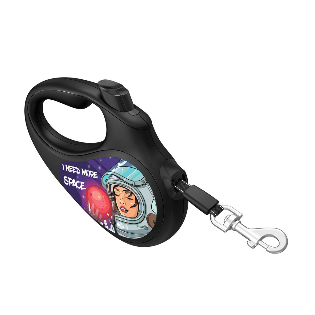 Повідець для собак WAUDOG R-leash "Більше космосу" світловідбивна стрічка XS до 12 кг 3 м чорний (8123-0126-01) - зображення 5