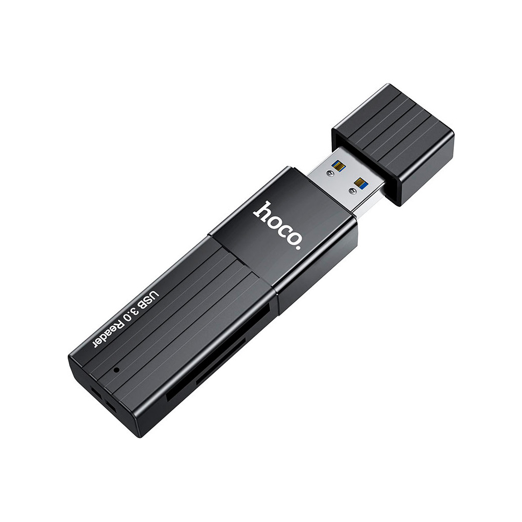 Зчитувач флеш-карт HOCO USB3.0 to microSD, microSDHC, microSDXC, SD, SDHC, SDXC, HB20 Black (6931474735218) - изображение 2