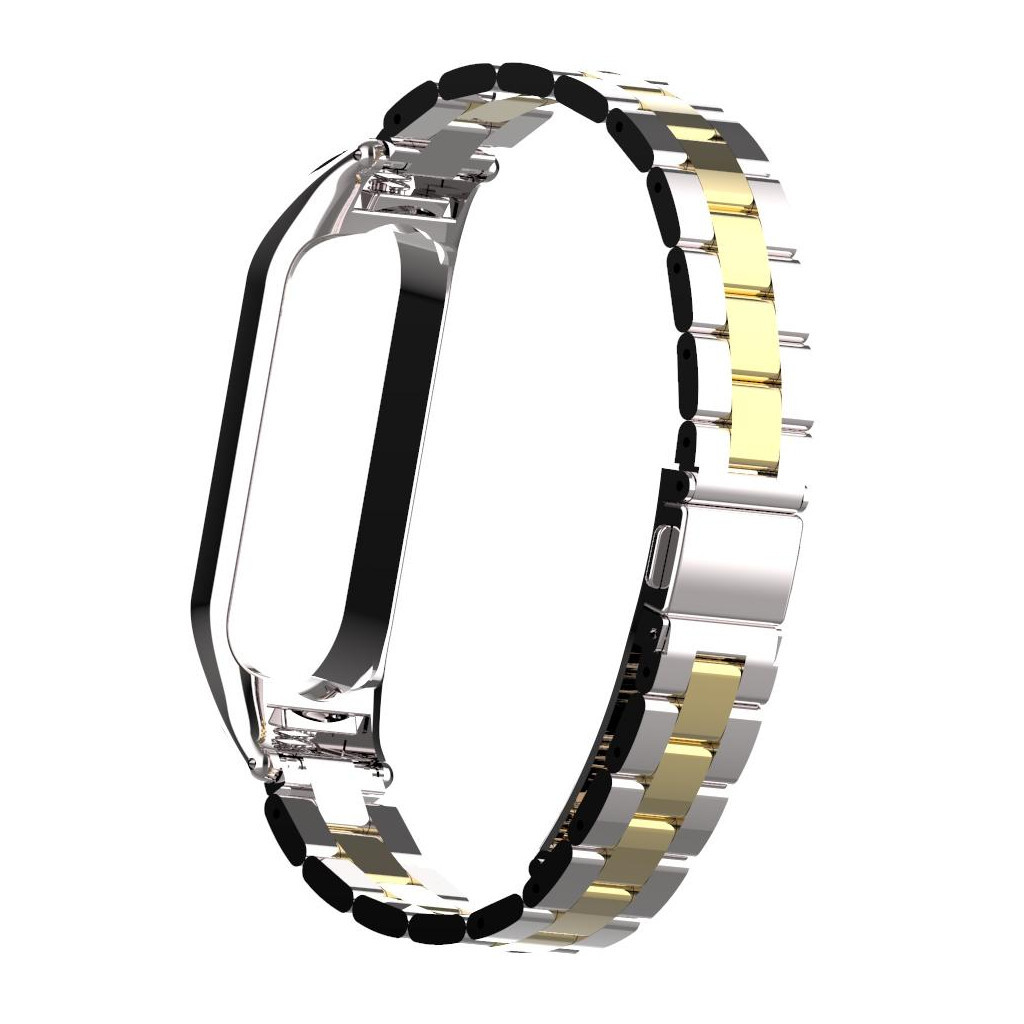 Ремінець до фітнес браслета XoKo Metal Premium Band для Xiaomi Mi band 5 Silver-Gold (XK-MTL-SLRGD) - зображення 2