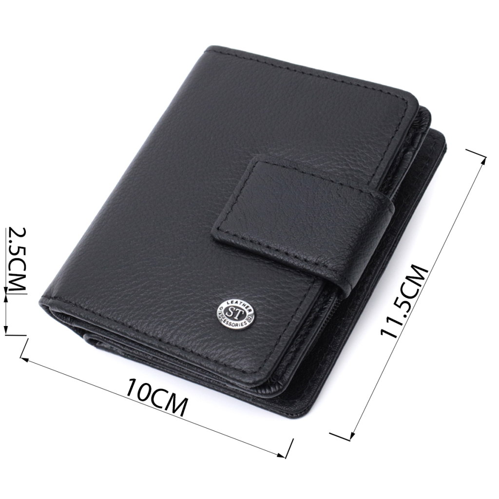 Гаманець ST Leather З монетницею та блоком для пропусків з натуральної шкіри Чорний (22713) - изображение 3