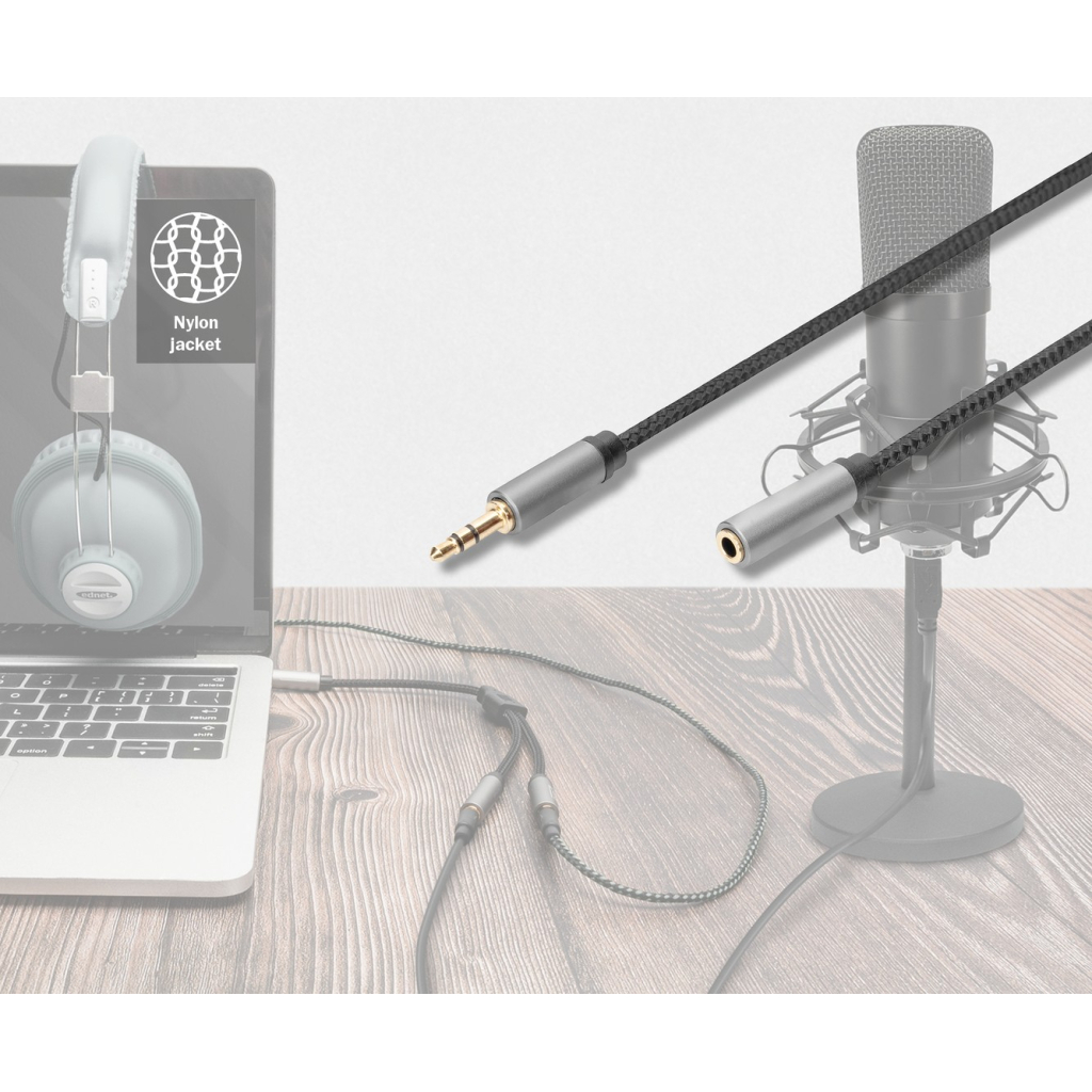 Кабель мультимедійний 3.5mm M to 3.5mm F 3.0m Digitus (DB-510210-030-S) - изображение 5