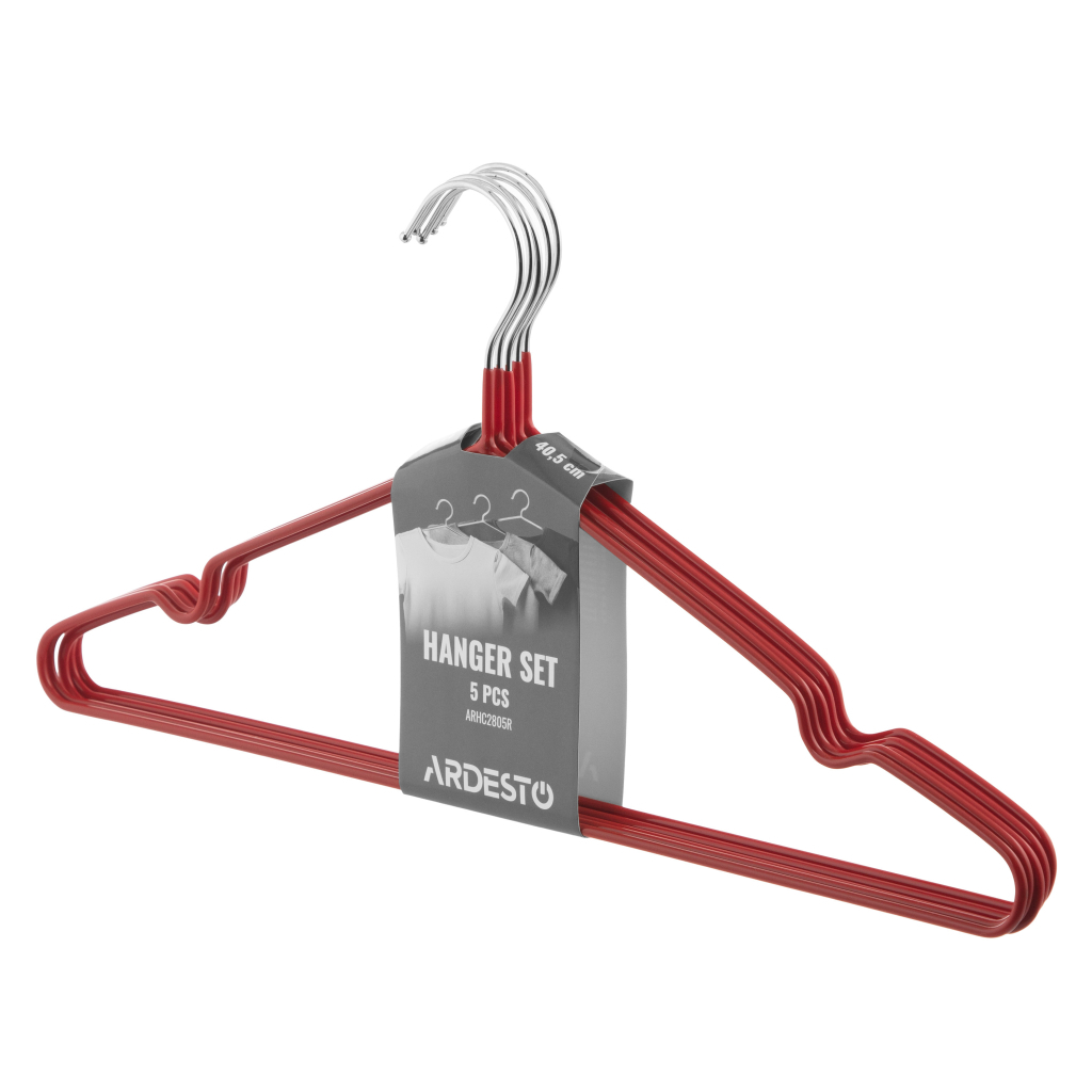 Плічка Ardesto Металеві з ПВХ покриттям Червоні 40.5 см 5 шт. (ARHC2805R) - зображення 2