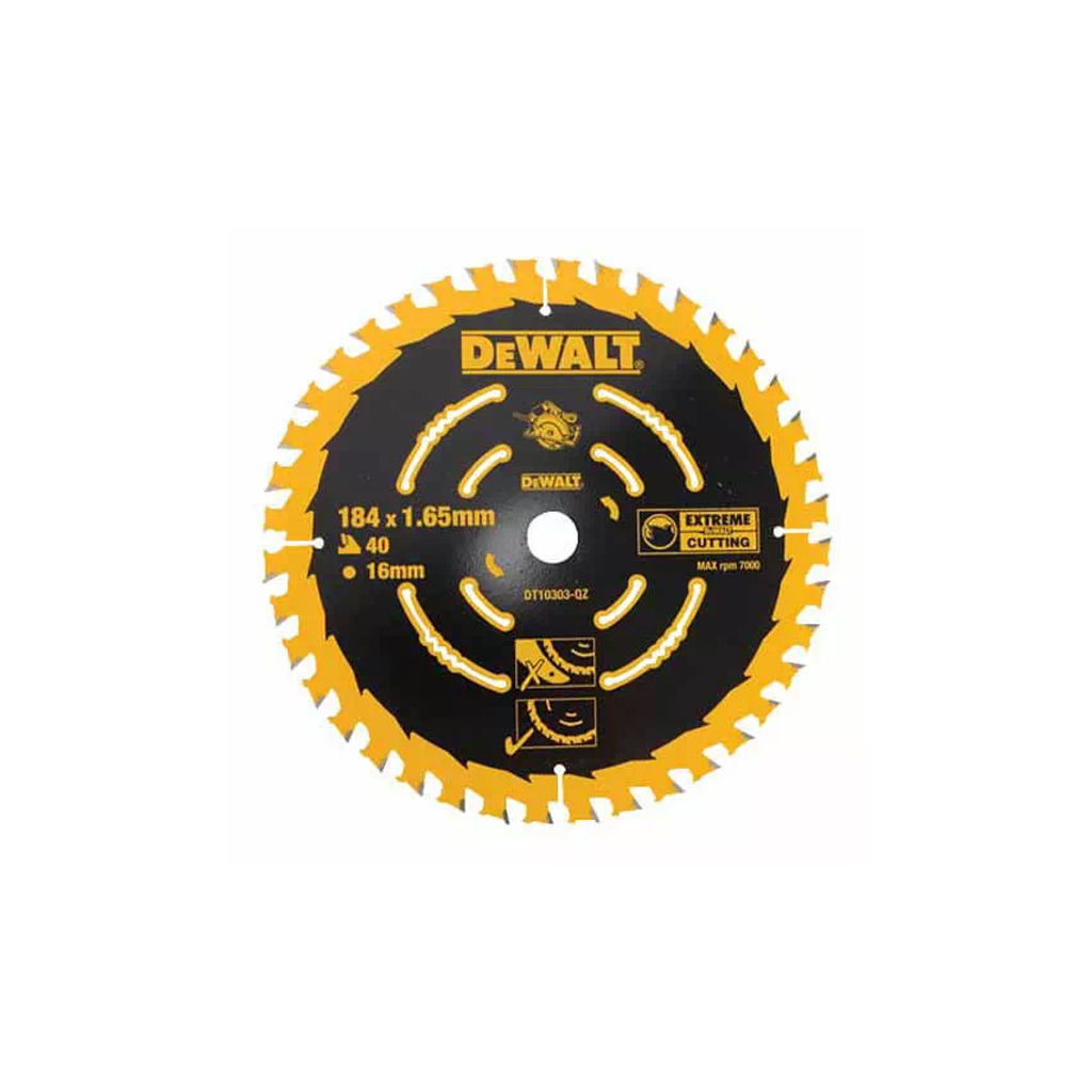 Диск пильний DeWALT EXTREME, 184 х 16 мм, 40 z, ATB, 18 градусів, універсальне застосування (DT10303) - зображення 1