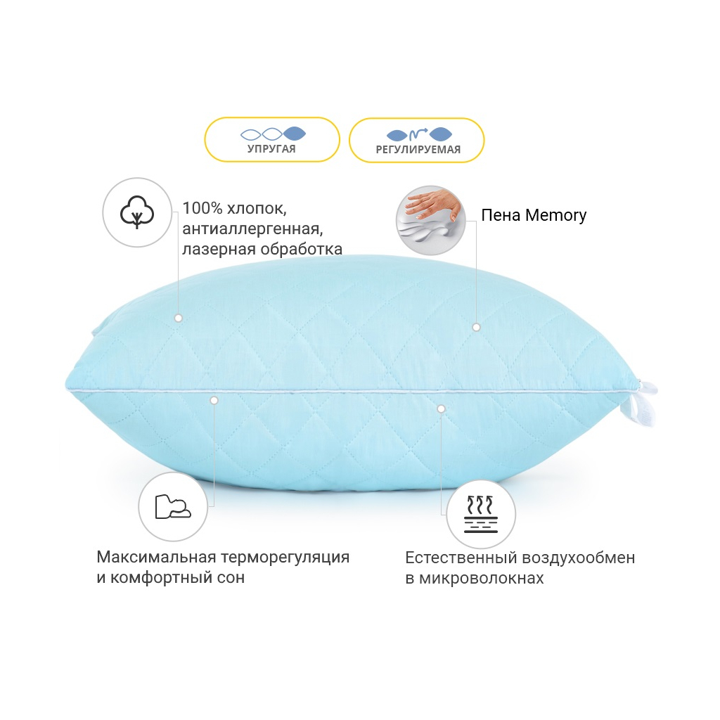 Подушка MirSon 1476 Valentino memory effekt Висока 70х70 см (2200001540040) - зображення 3