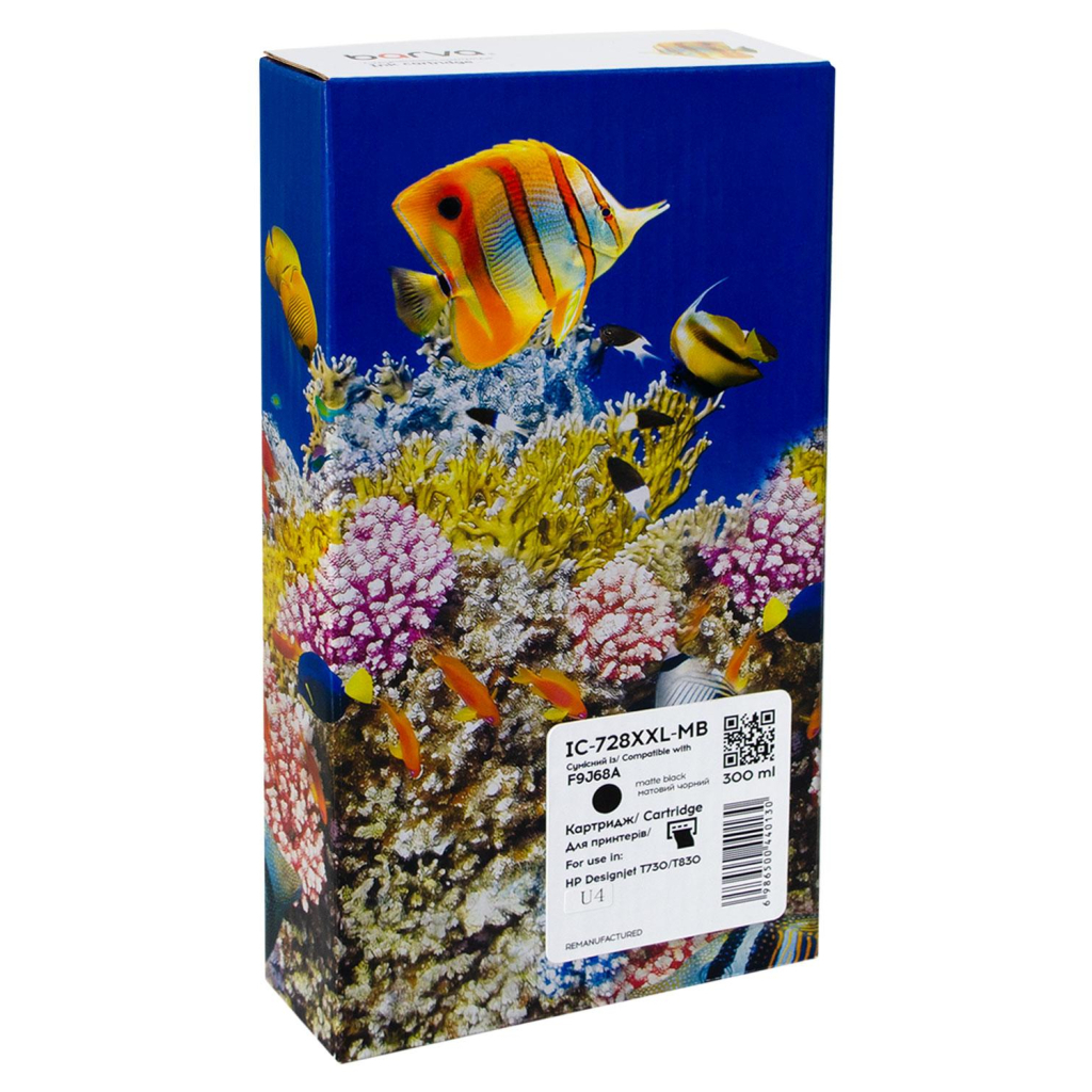 Картридж Barva HP 728 (F9J68A) верс.U1-U10, 300 мл, Matte Black (IC-728XXL-MB) - изображение 1