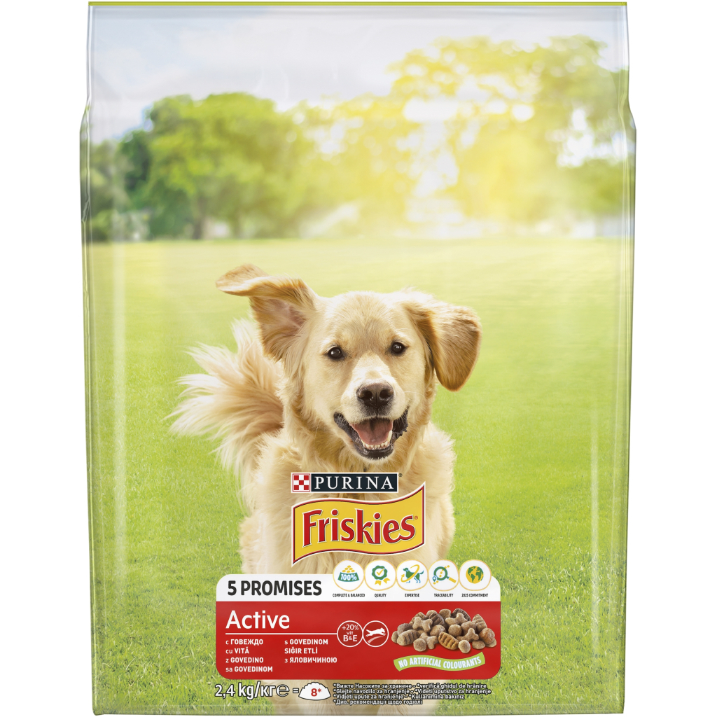 Сухий корм для собак Purina Friskies Active з яловичиною 2.4 кг (7613034232229) - зображення 1