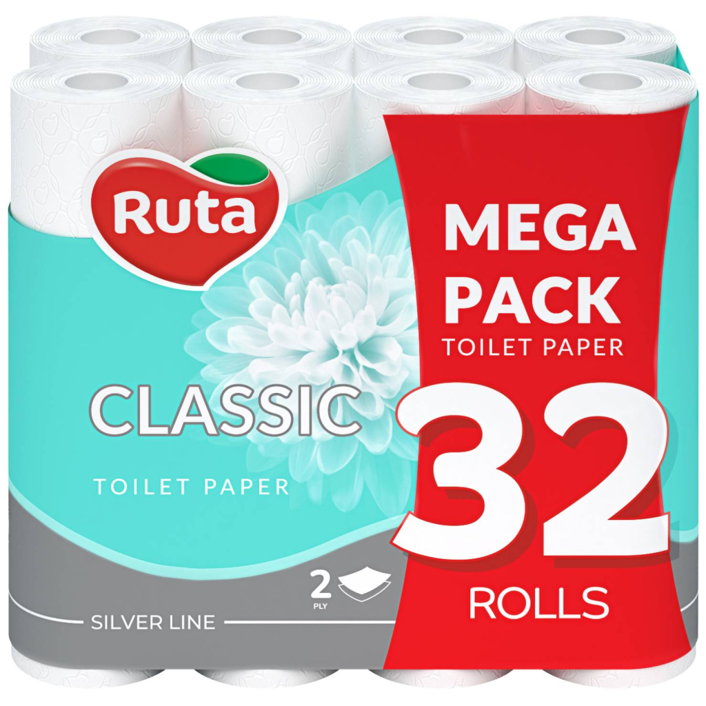 Туалетний папір Ruta Classic 2 шари Білий 32 рулона (4820202892670) - зображення 1