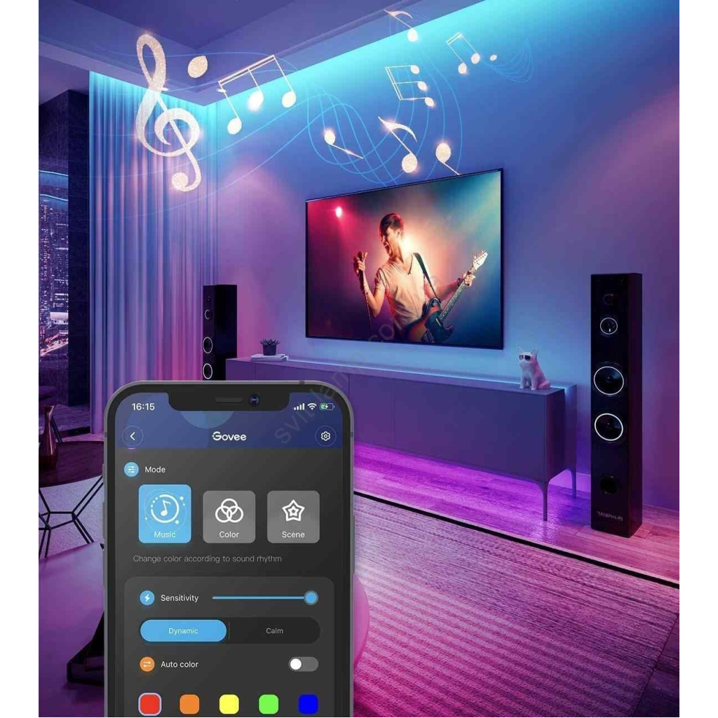 Світлодіодна стрічка Govee H615A LED 5.0m, RGB, WI-FI/Bluetooth, microphone, white (H615A3A3) - зображення 3