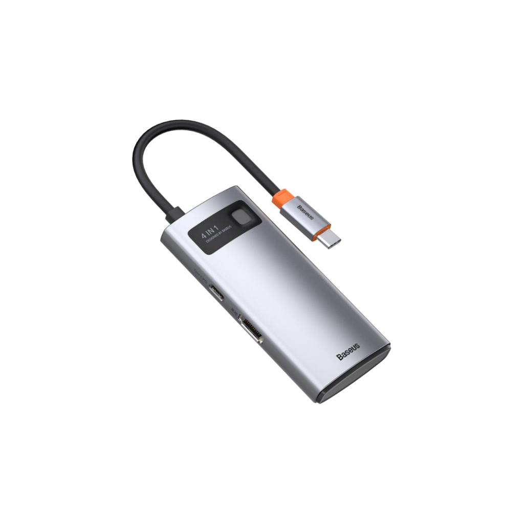 Концентратор Baseus Metal Gleam Series 4-in-1 Multifunctional Gray (CAHUB-CY0G) - зображення 1