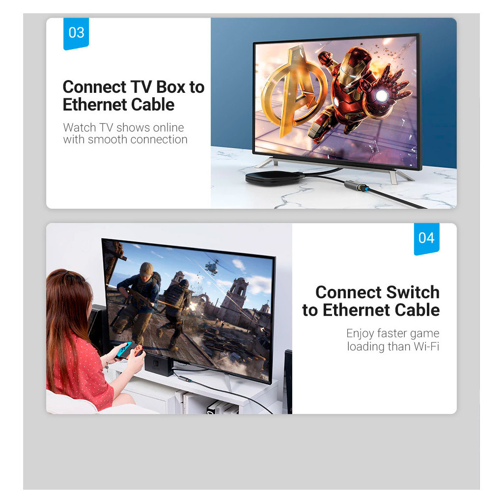 Перехідник USB 3.0 to Ethernet RJ45 1000Mb Aluminum black Vention (CEWHB) - изображение 9