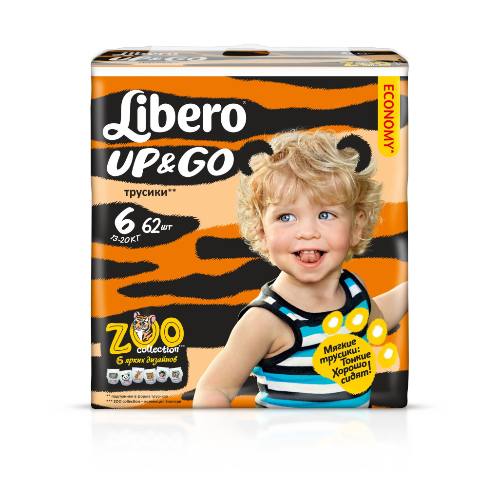 Підгузки Libero Up&Go 6 13-20 кг 62 шт (7322540591880) - зображення 1