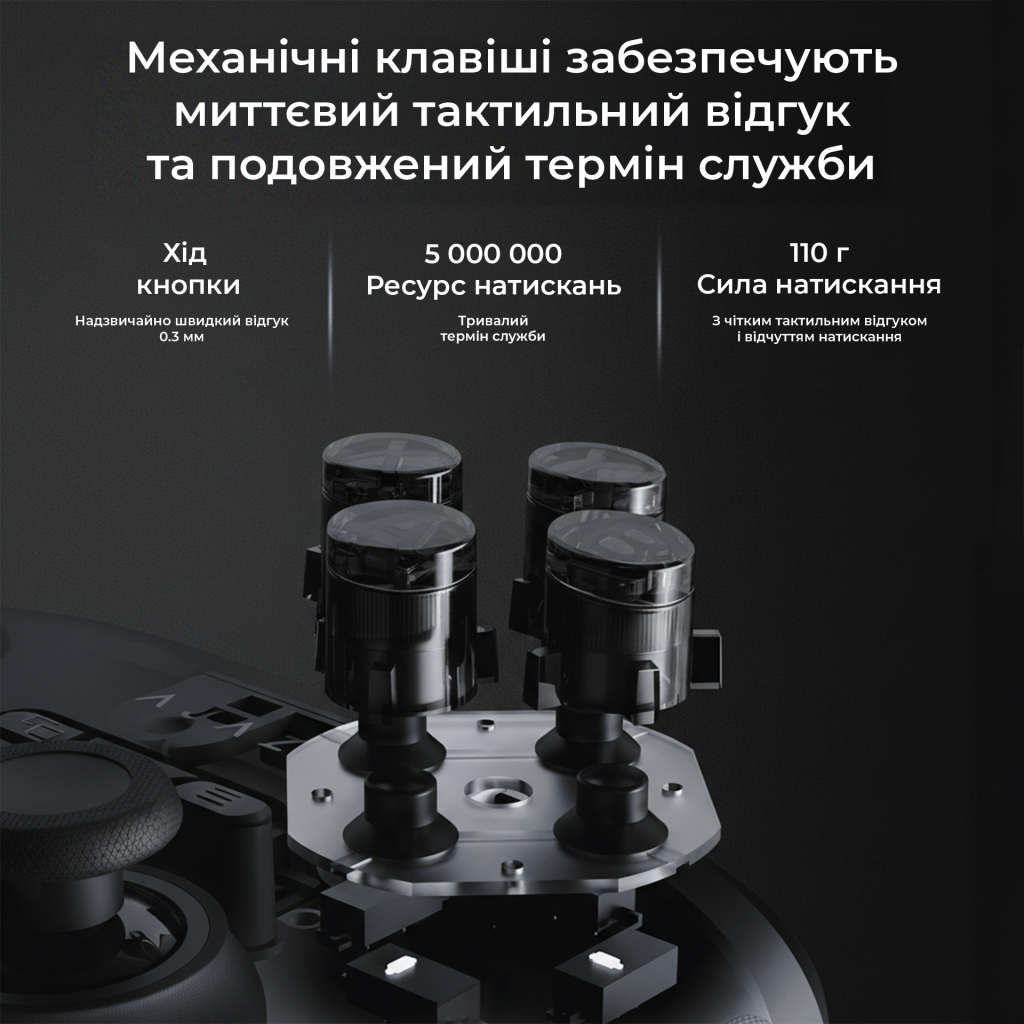 Геймпад Ajazz GP100 2.4G/BT/USB Switch/PC/iOS/Android RGB Black (GP100-B) - зображення 8