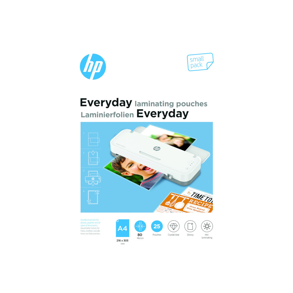 Плівка для ламінування HP Everyday Laminating Pouches, A4, 80 Mic, 216 x 303, 25 pcs (9153) (838139) - изображение 1