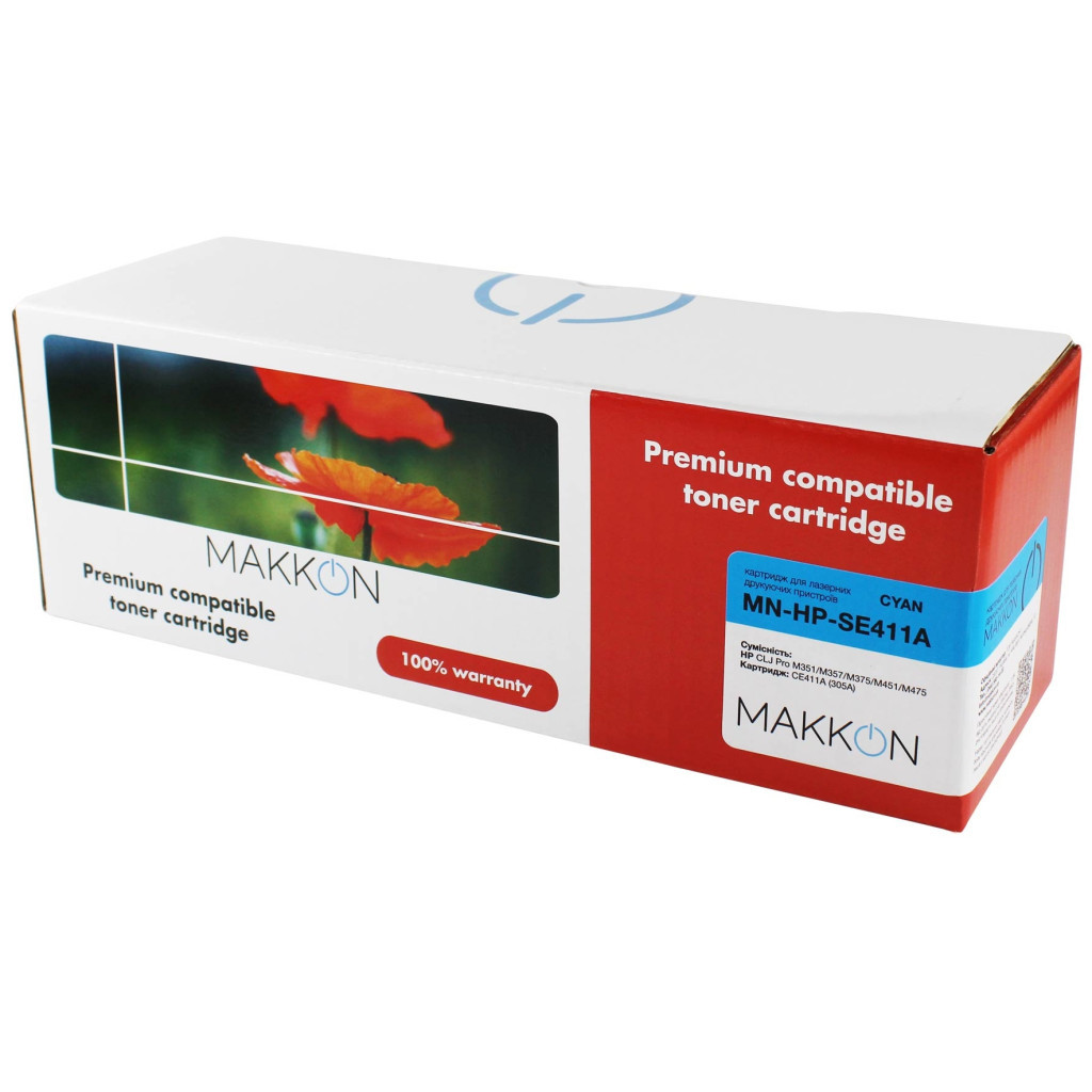 Картридж Makkon HP CLJP CE411A (305A) (SE411A) 2.6k cyan (MN-HP-SE411A) - зображення 1