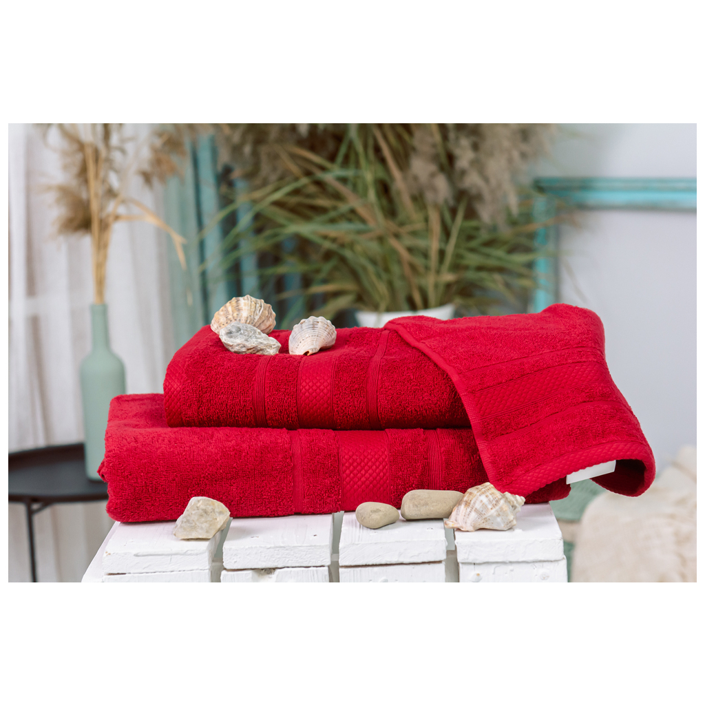 Рушник MirSon набір банний 5000 SoftNess Bordo 50x90, 70x140, 100x150 (2200003182606) - зображення 1