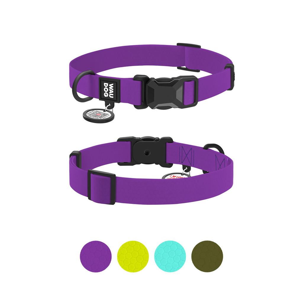 Нашийник для тварин WAUDOG Magnet c QR паспортом, магнітна пряжка-фастекс M фіолетовий (27959) - зображення 5