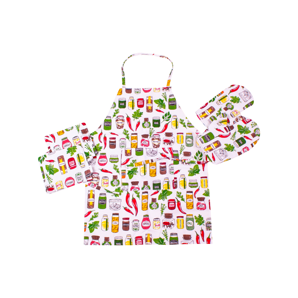 Фартух MirSon Набір №212 - Spices дві прихватки + дві рукавички-прихватки + фартух (2200006754244) - изображение 1