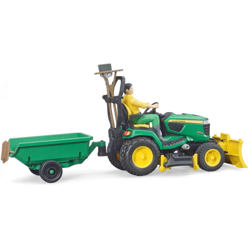 Спецтехніка Bruder садовий трактор John Deere з причіпом та фігуркою садівника (62104) - зображення 5