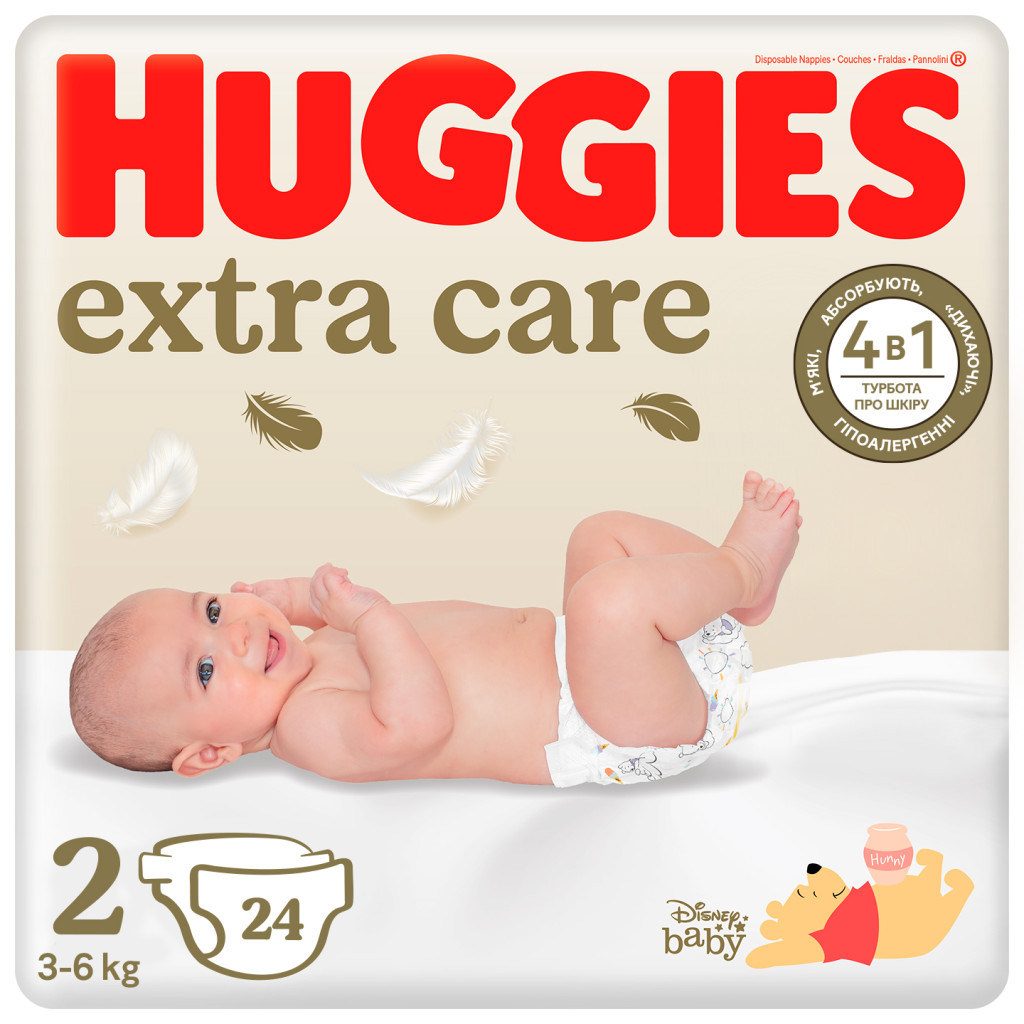 Підгузки Huggies Extra Care Size Розмір 2 (3-6 кг) 24 шт (5029053550275) - изображение 1