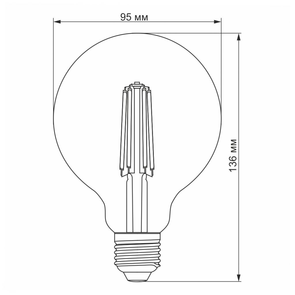 Лампочка Videx Filament G95FD 7W E27 4100K 220V (VL-G95FD-07274) - зображення 3