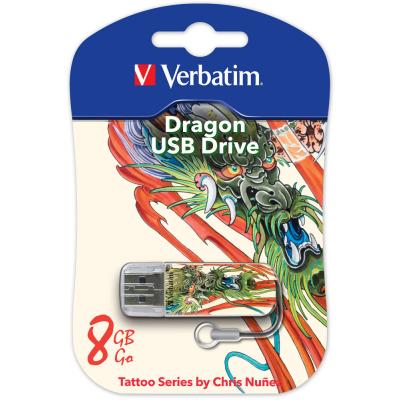 USB флеш накопичувач Verbatim 8GB STORE'N'GO MINI TATTOO DRAGON USB 2.0 (49884) - зображення 2